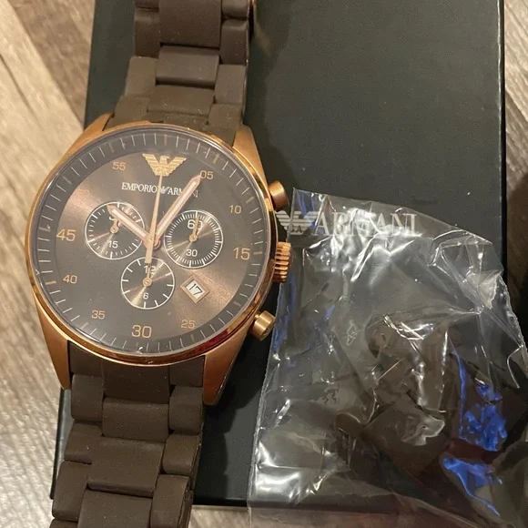 Emporio Armani Men's Elegant brown and rose Gold Chronograph Watch